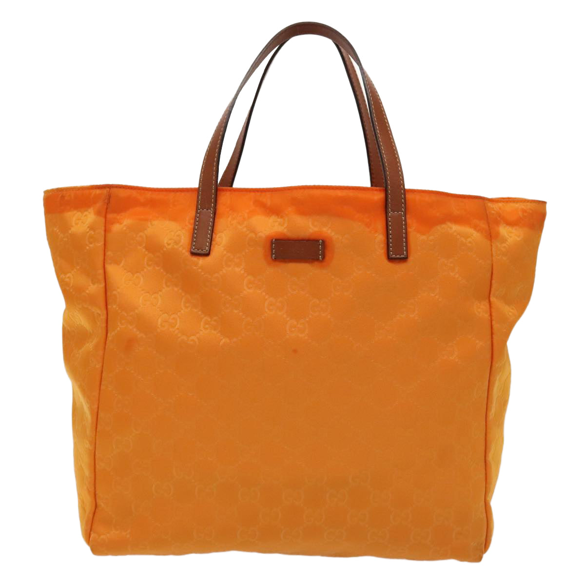 GUCCI GG Canvas Tote Bag Nylon Orange Silver 282439 Auth 88179