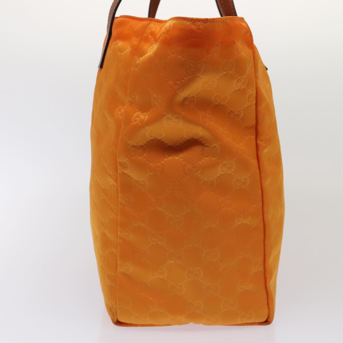 GUCCI GG Canvas Tote Bag Nylon Orange Silver 282439 Auth 88179