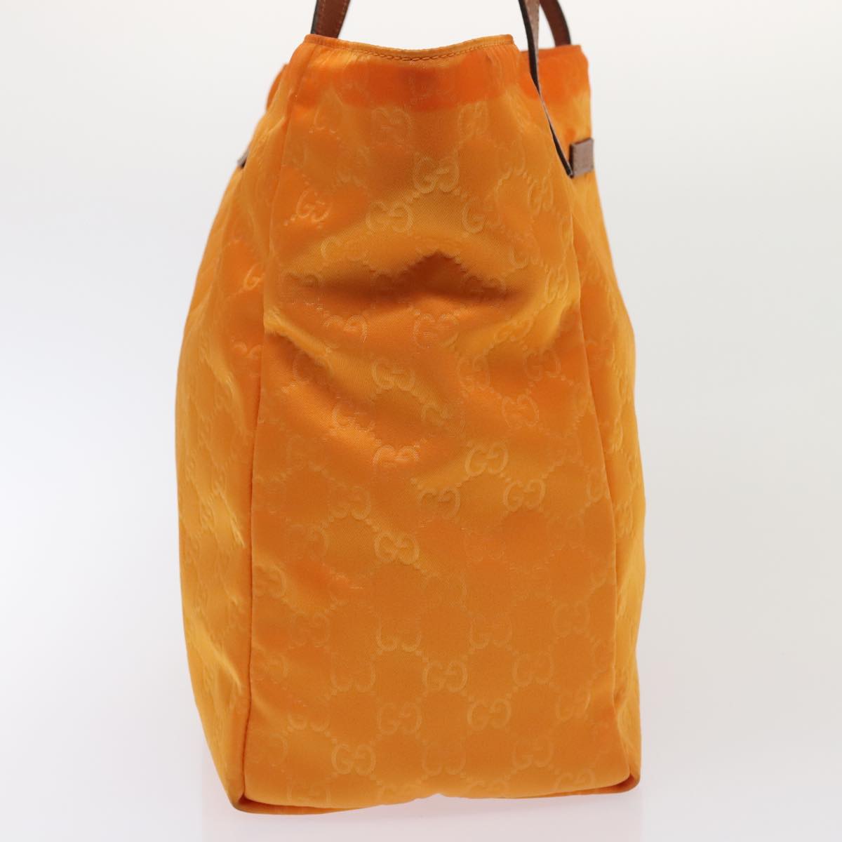 GUCCI GG Canvas Tote Bag Nylon Orange Silver 282439 Auth 88179