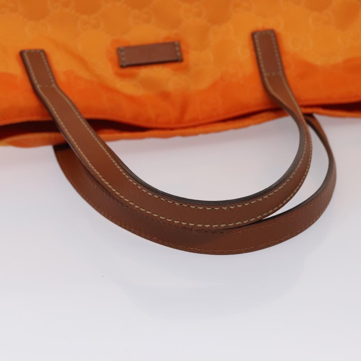 GUCCI GG Canvas Tote Bag Nylon Orange Silver 282439 Auth 88179