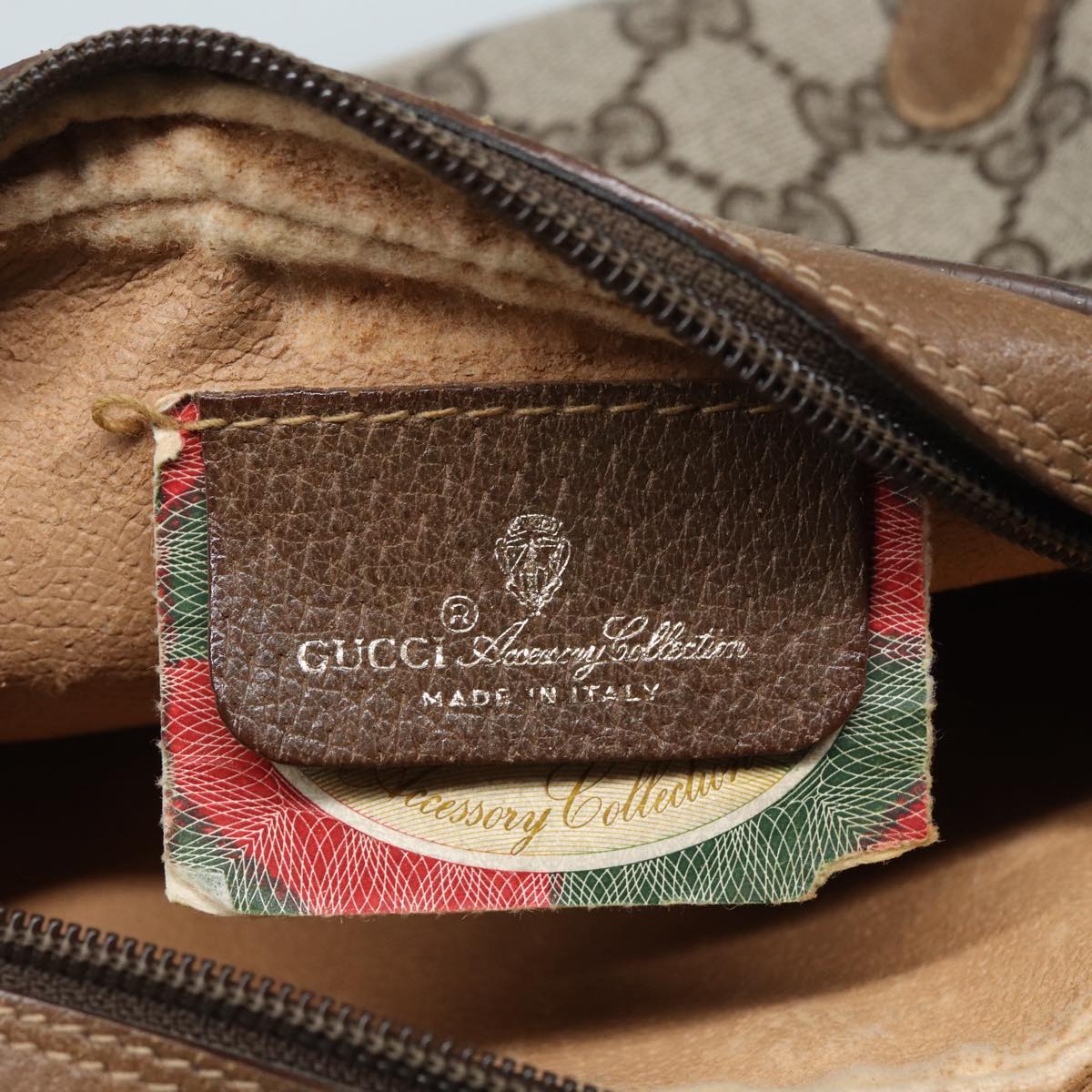 GUCCI GG Supreme Web Sherry Line Shoulder Bag PVC Beige 89 02 066 Auth 88405