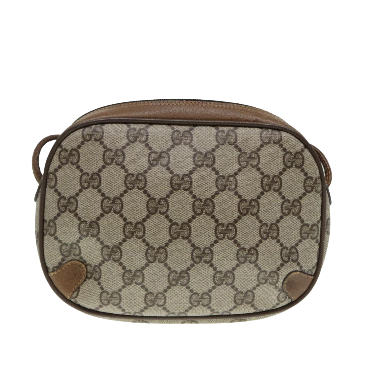 GUCCI GG Supreme Web Sherry Line Shoulder Bag PVC Beige 89 02 066 Auth 88405