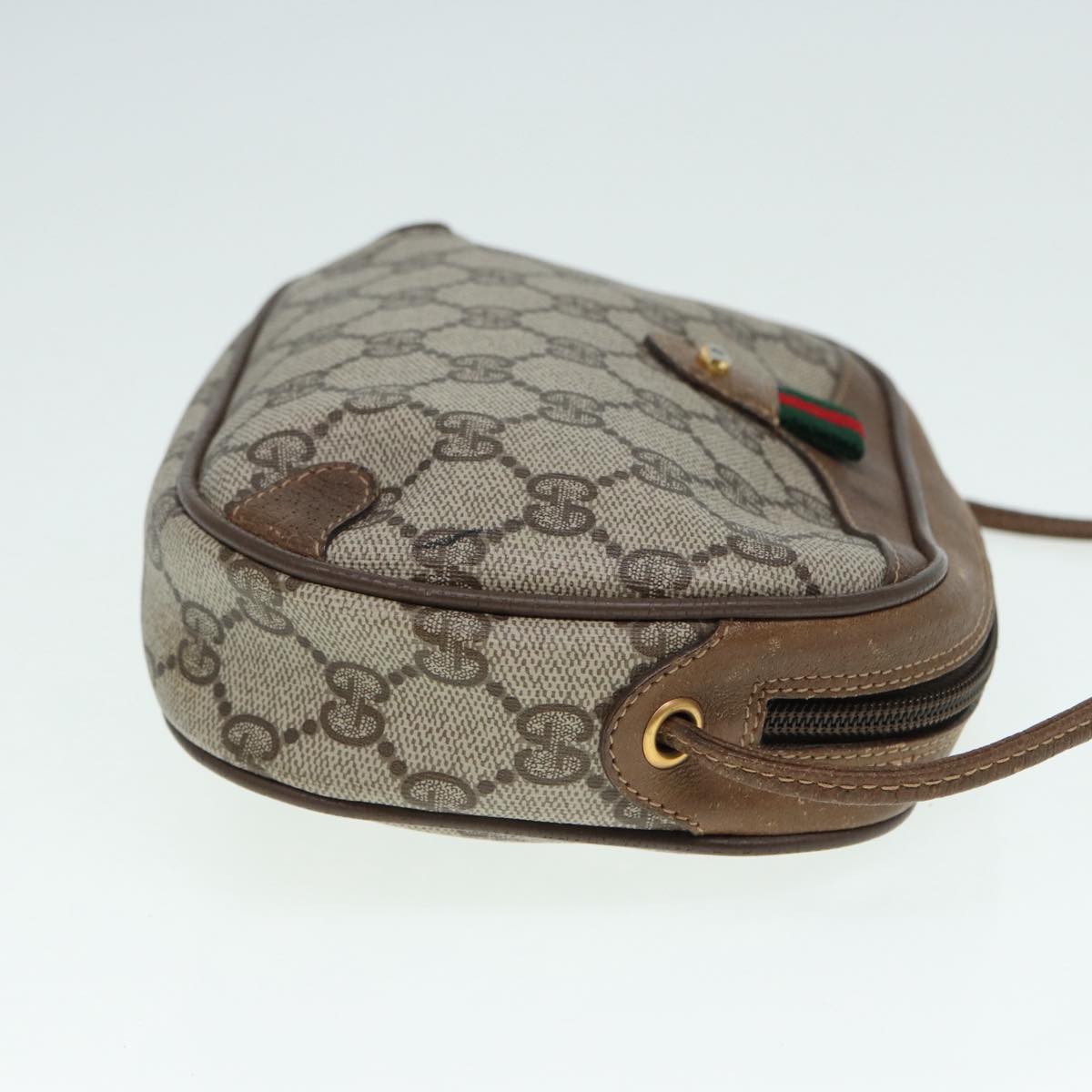 GUCCI GG Supreme Web Sherry Line Shoulder Bag PVC Beige 89 02 066 Auth 88405