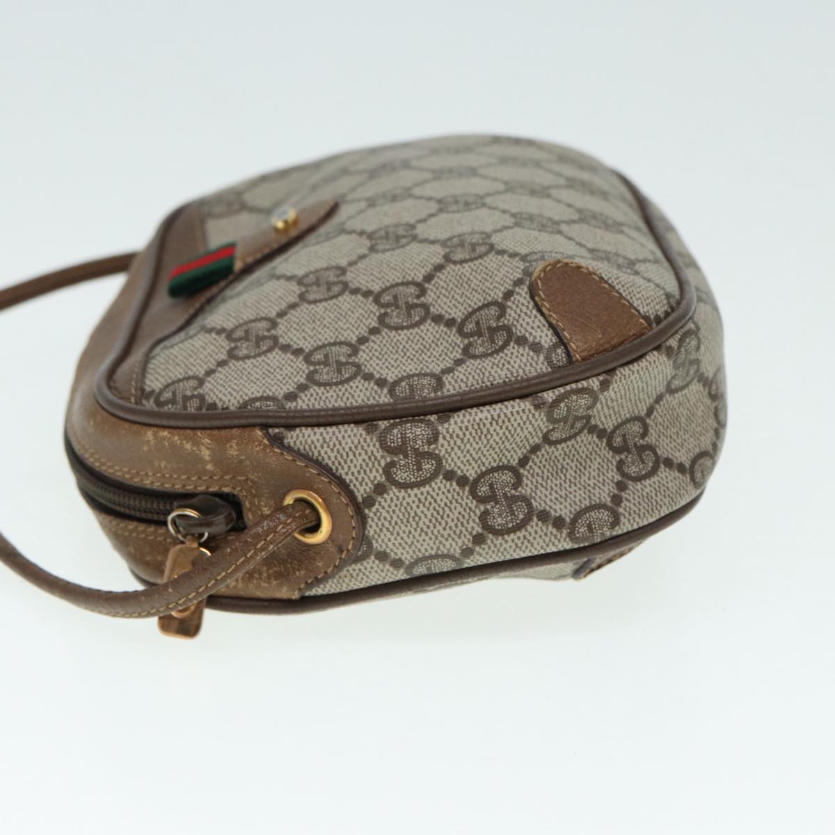 GUCCI GG Supreme Web Sherry Line Shoulder Bag PVC Beige 89 02 066 Auth 88405
