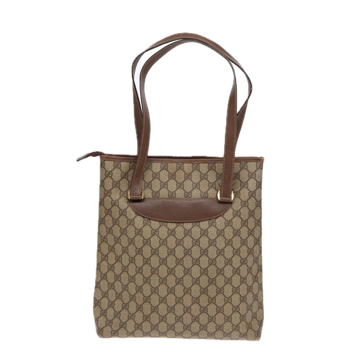 GUCCI GG Supreme Tote Bag PVC Leather Beige Gold 002 615 Auth 88483