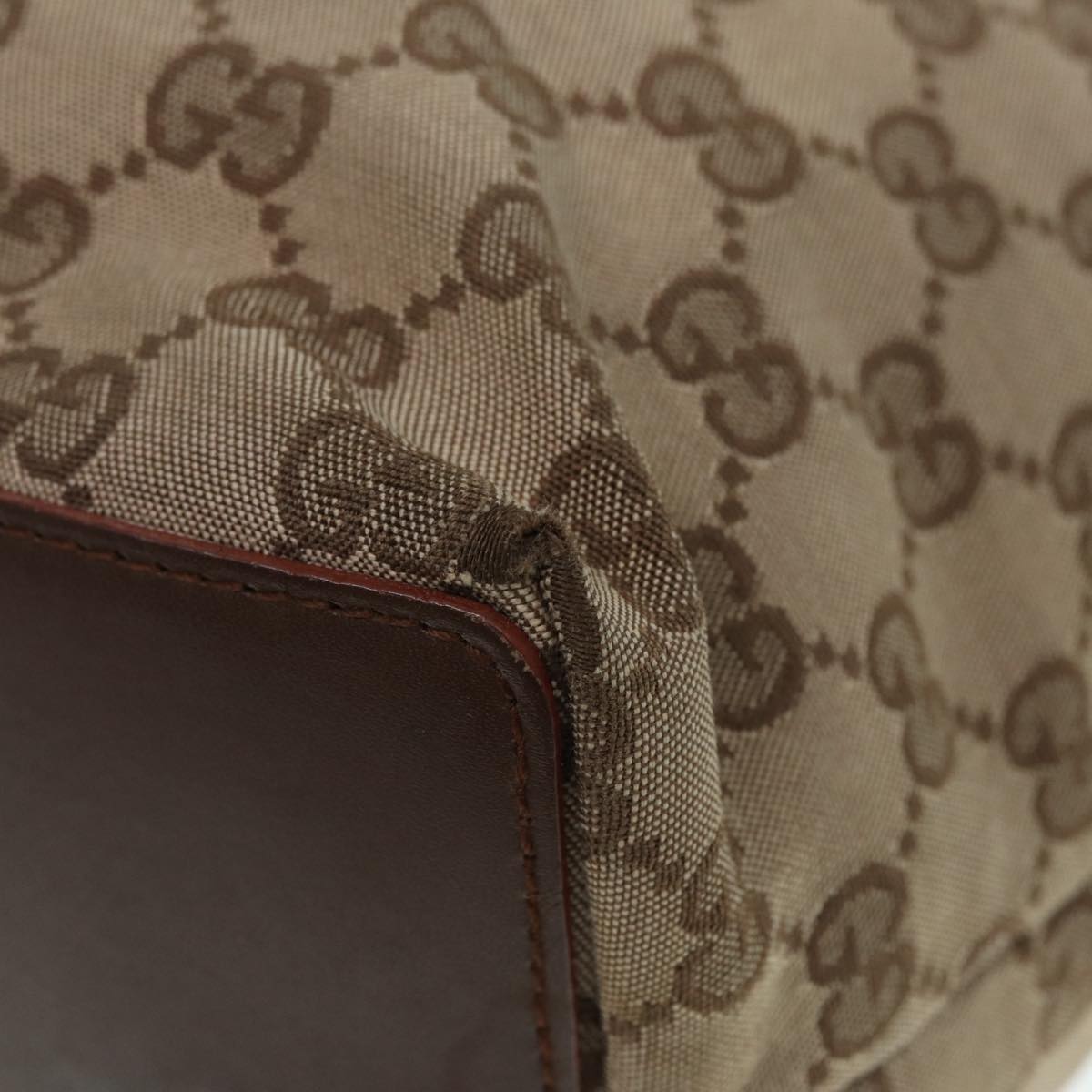 GUCCI GG Canvas Tote Bag Beige Silver 002 1098 Auth 88521
