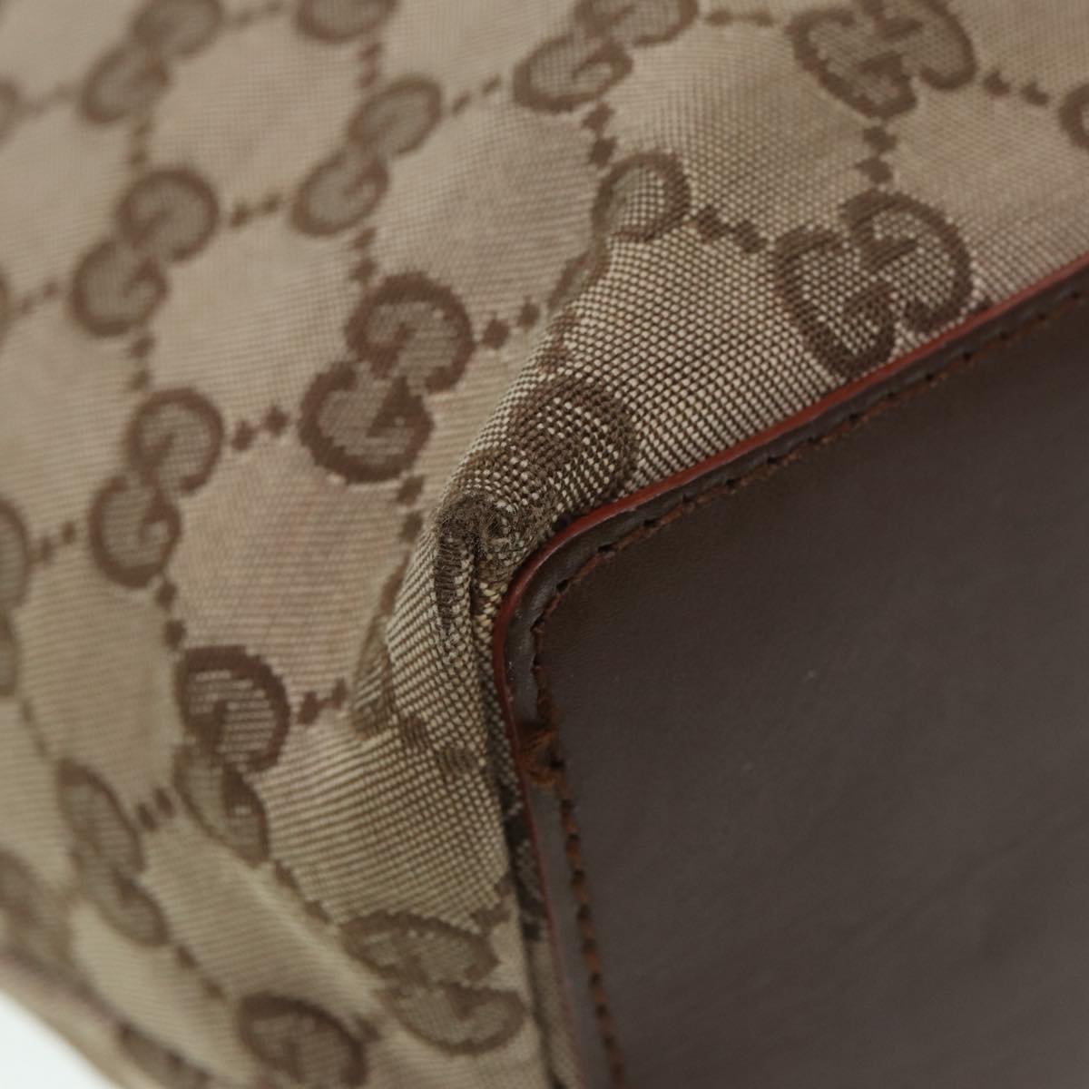GUCCI GG Canvas Tote Bag Beige Silver 002 1098 Auth 88521