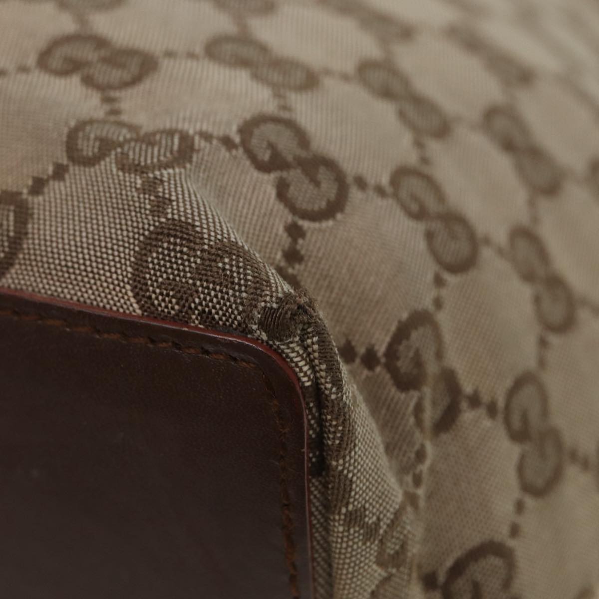 GUCCI GG Canvas Tote Bag Beige Silver 002 1098 Auth 88521