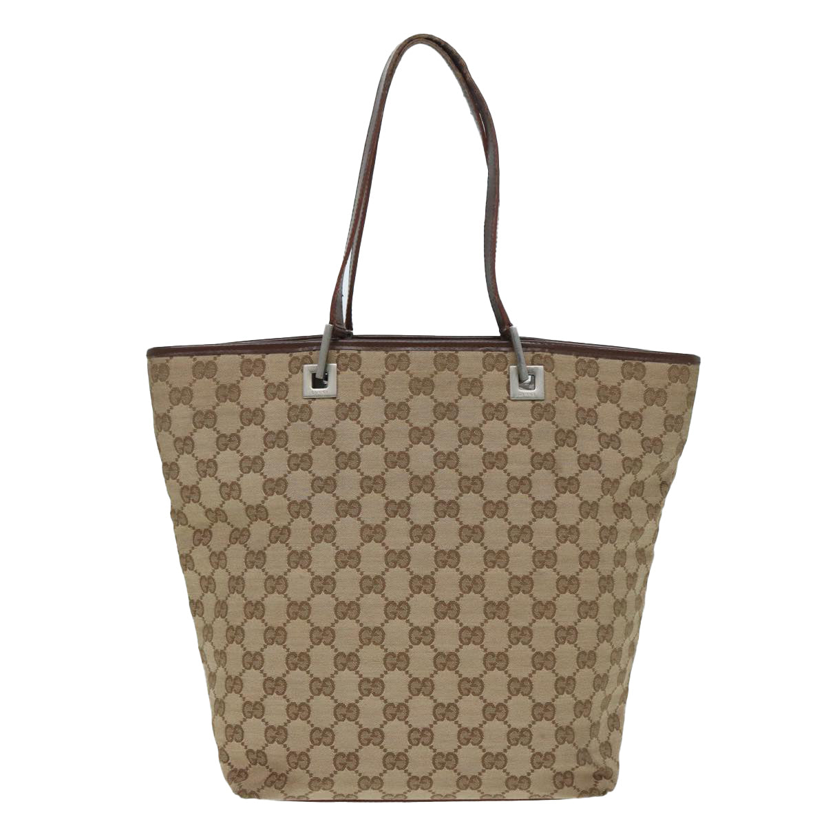 GUCCI GG Canvas Tote Bag Beige Silver 002 1098 Auth 88521