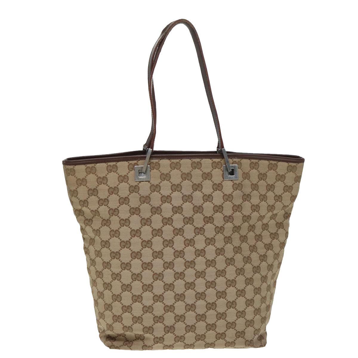 GUCCI GG Canvas Tote Bag Beige Silver 002 1098 Auth 88521