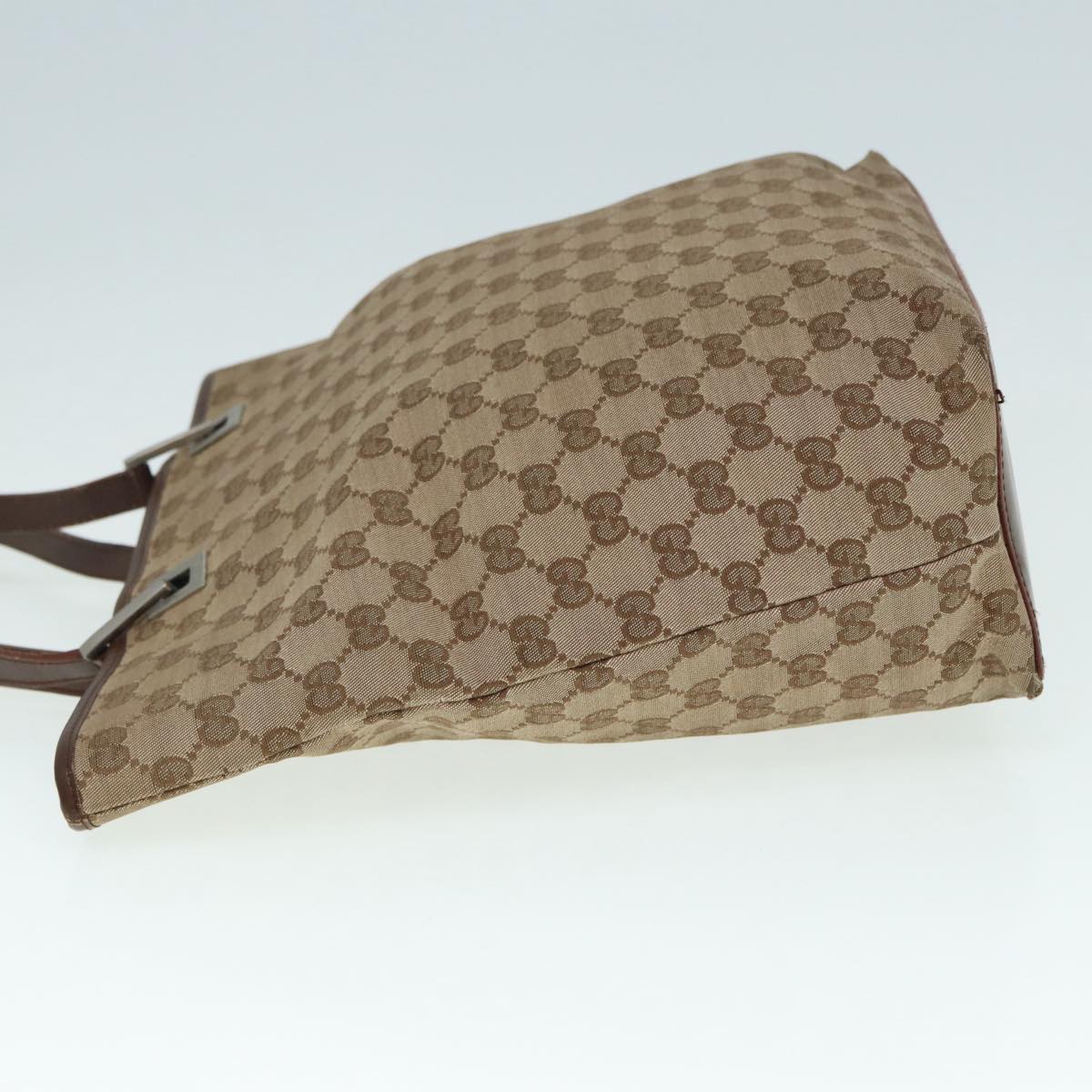 GUCCI GG Canvas Tote Bag Beige Silver 002 1098 Auth 88521