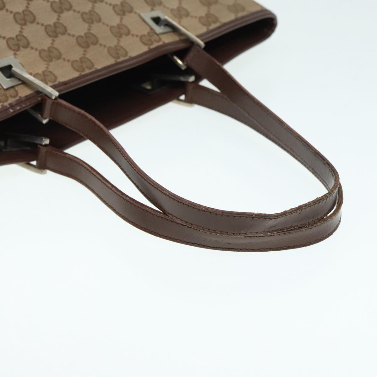 GUCCI GG Canvas Tote Bag Beige Silver 002 1098 Auth 88521