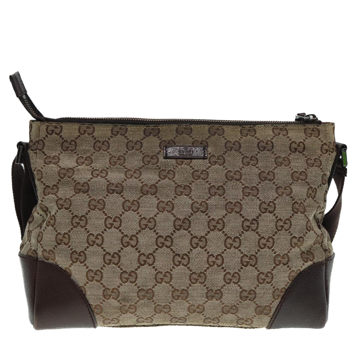 GUCCI GG Canvas Shoulder Bag Beige Silver 114273 Auth 88548