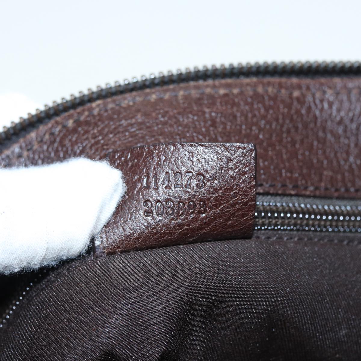 GUCCI GG Canvas Shoulder Bag Beige Silver 114273 Auth 88548