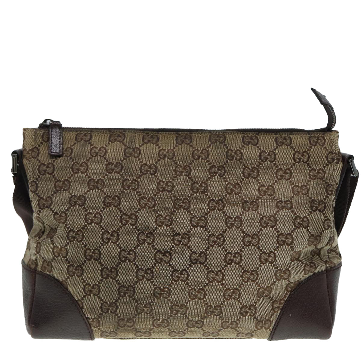 GUCCI GG Canvas Shoulder Bag Beige Silver 114273 Auth 88548
