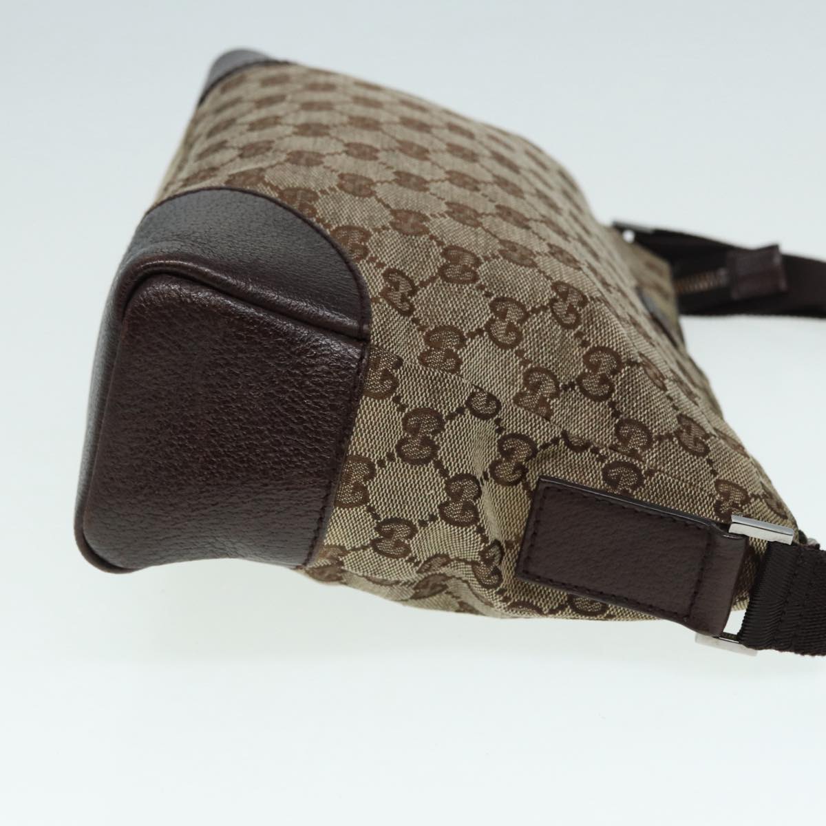 GUCCI GG Canvas Shoulder Bag Beige Silver 114273 Auth 88548