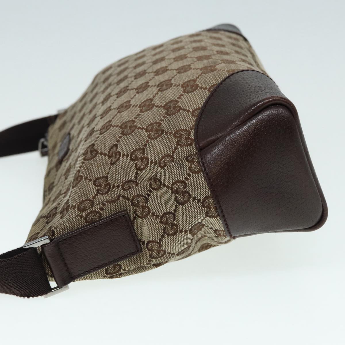 GUCCI GG Canvas Shoulder Bag Beige Silver 114273 Auth 88548