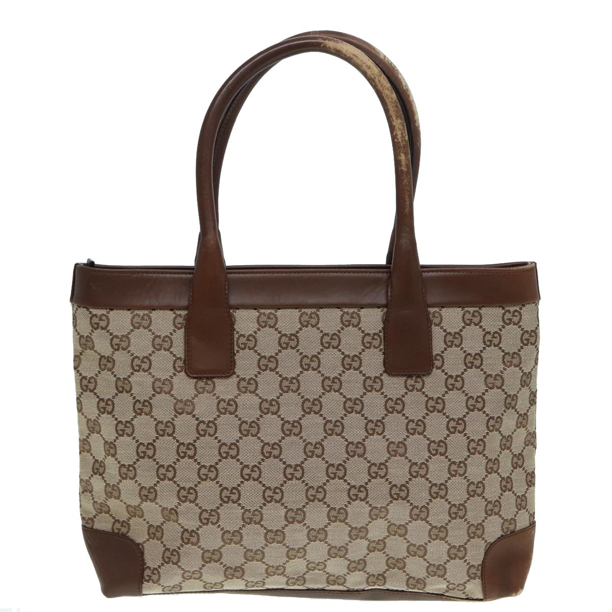 GUCCI GG Canvas Tote Bag Beige Gold 33890 Auth 88576