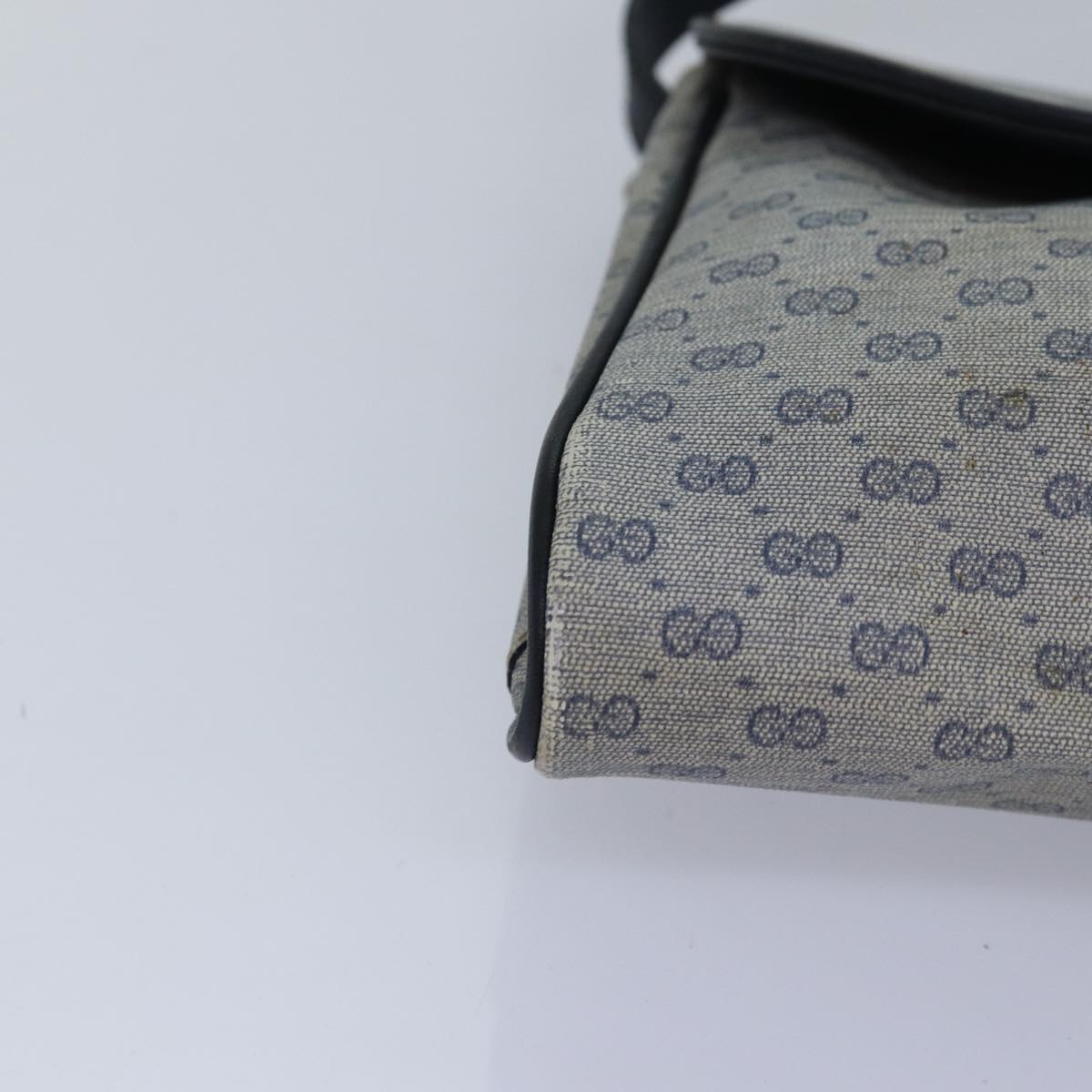 GUCCI Micro GG Supreme Shoulder Bag PVC Navy Gold Auth 88596