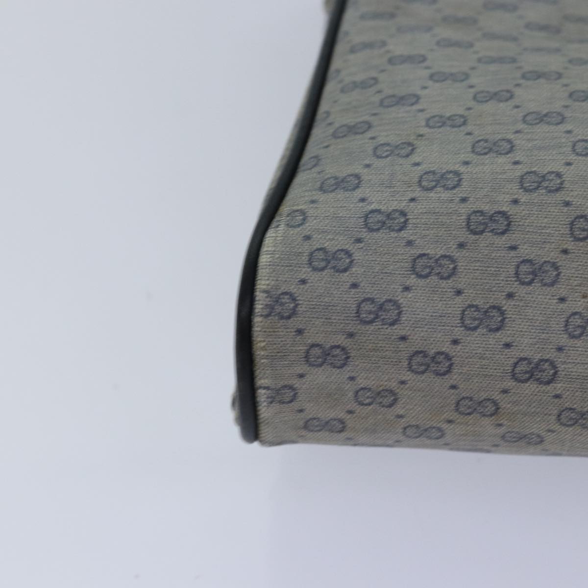 GUCCI Micro GG Supreme Shoulder Bag PVC Navy Gold Auth 88596
