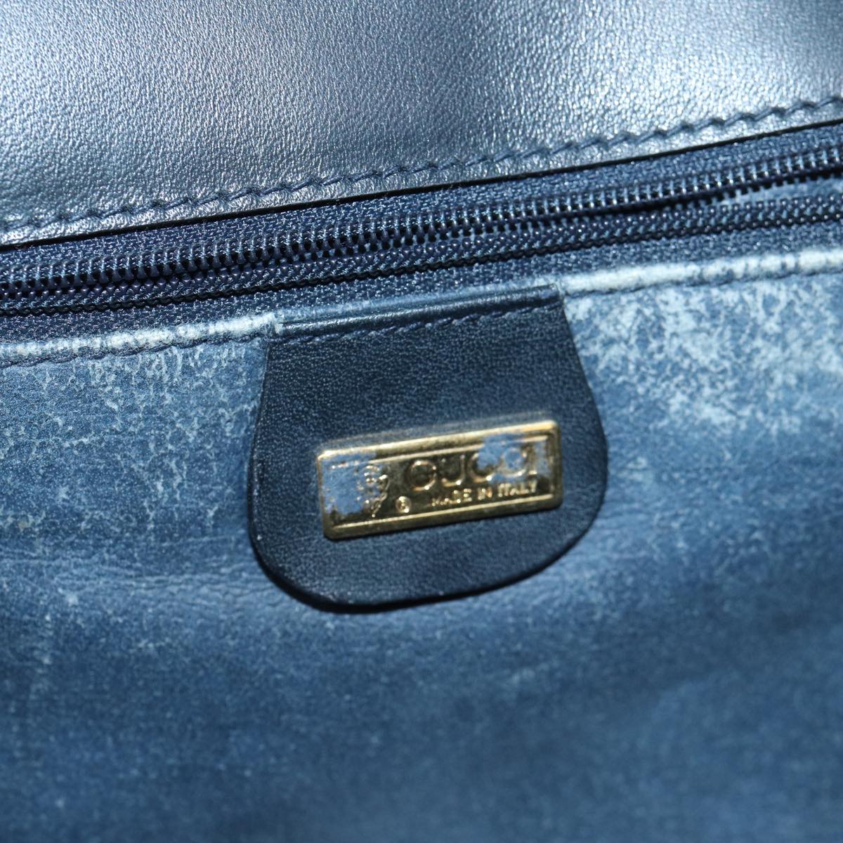 GUCCI Micro GG Supreme Shoulder Bag PVC Navy Gold Auth 88596