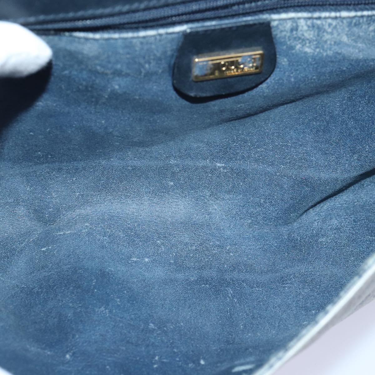GUCCI Micro GG Supreme Shoulder Bag PVC Navy Gold Auth 88596