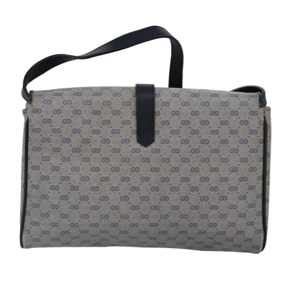 GUCCI Micro GG Supreme Shoulder Bag PVC Navy Gold Auth 88596