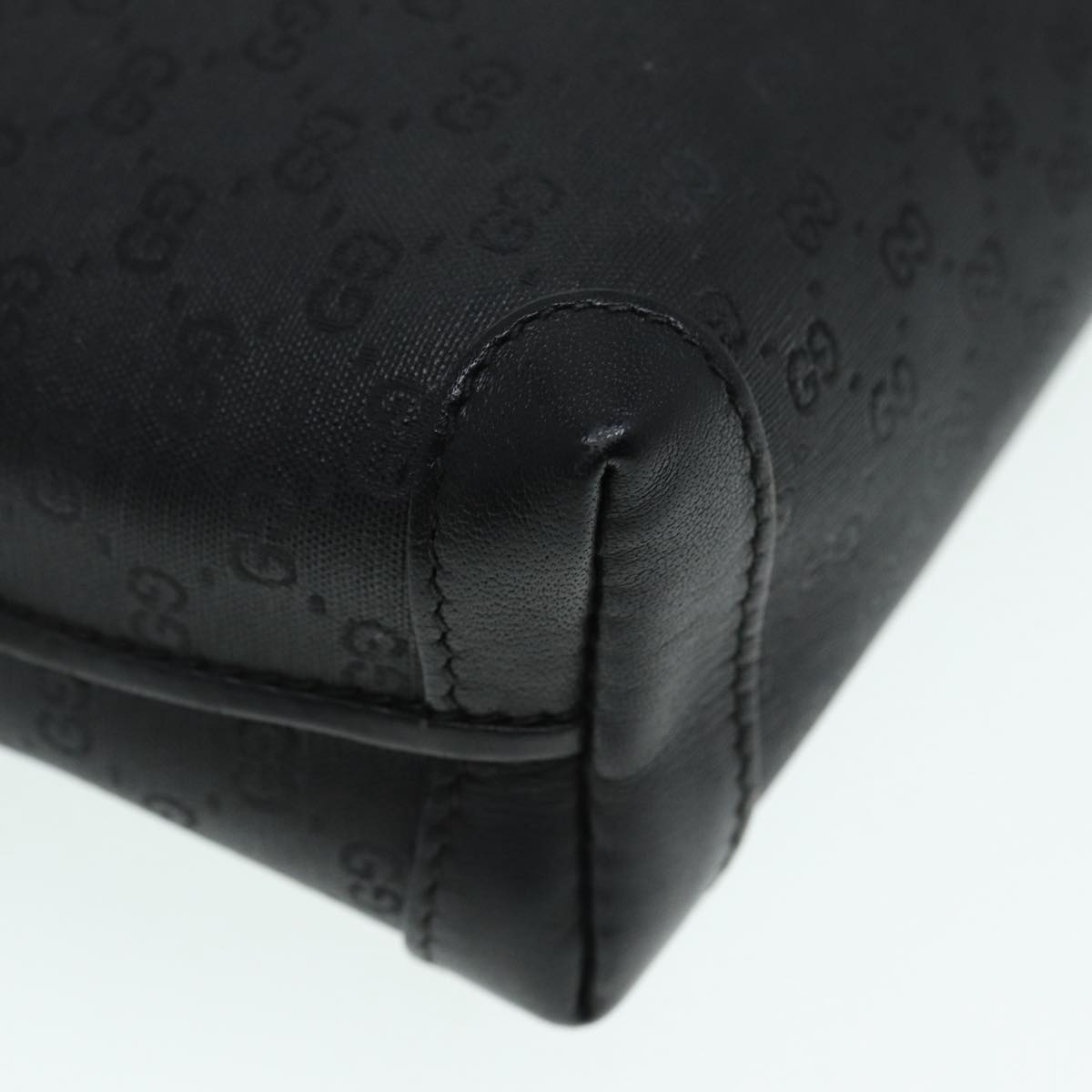 GUCCI Micro GG Canvas Shoulder Bag Black Gold 007 115 0093 Auth 88645