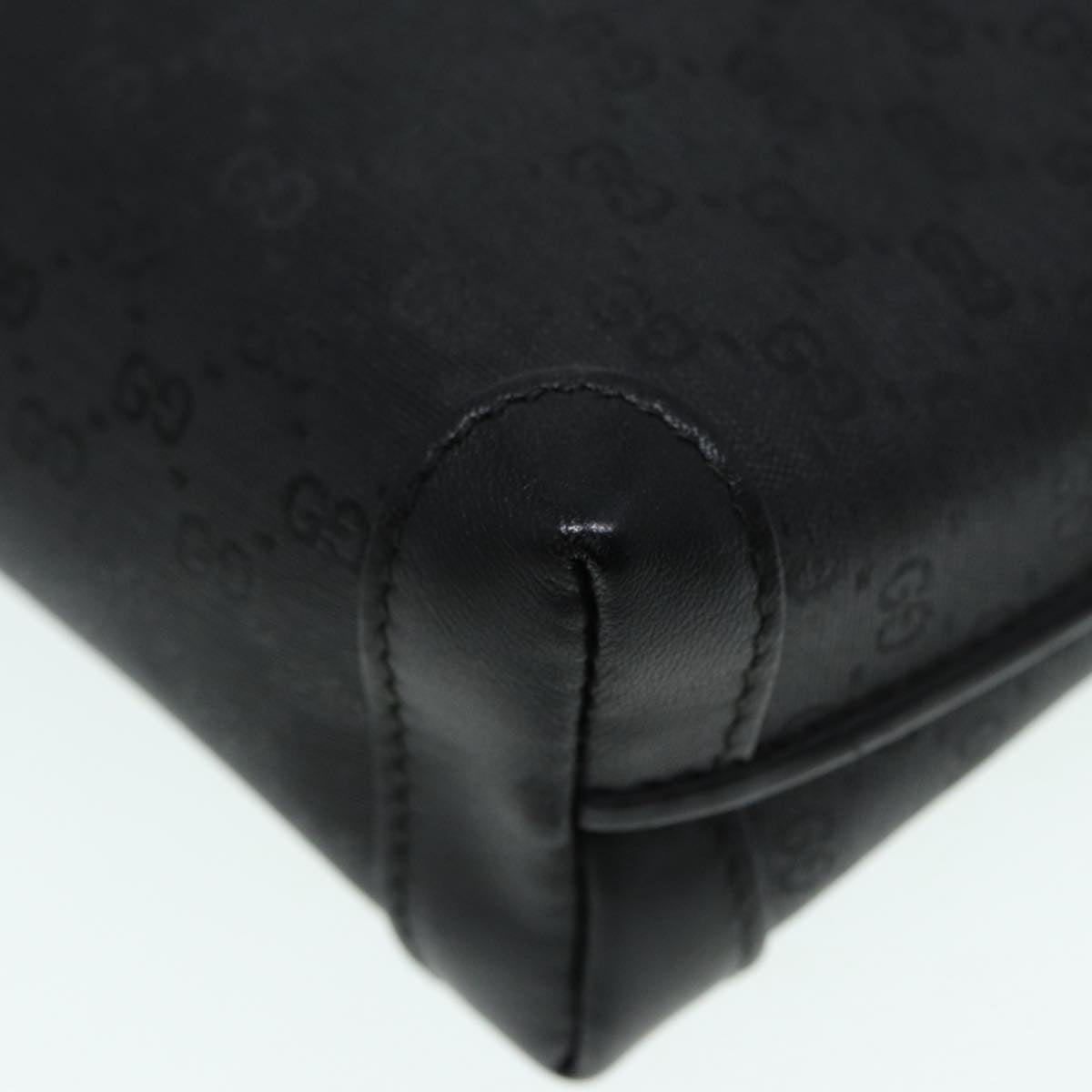 GUCCI Micro GG Canvas Shoulder Bag Black Gold 007 115 0093 Auth 88645