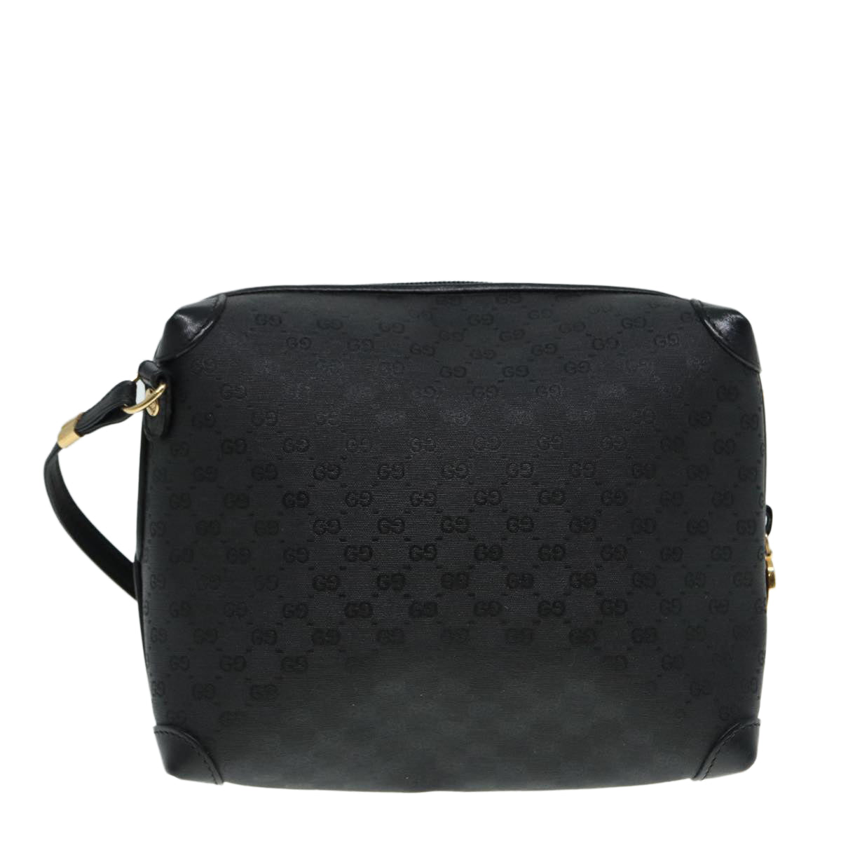 GUCCI Micro GG Canvas Shoulder Bag Black Gold 007 115 0093 Auth 88645