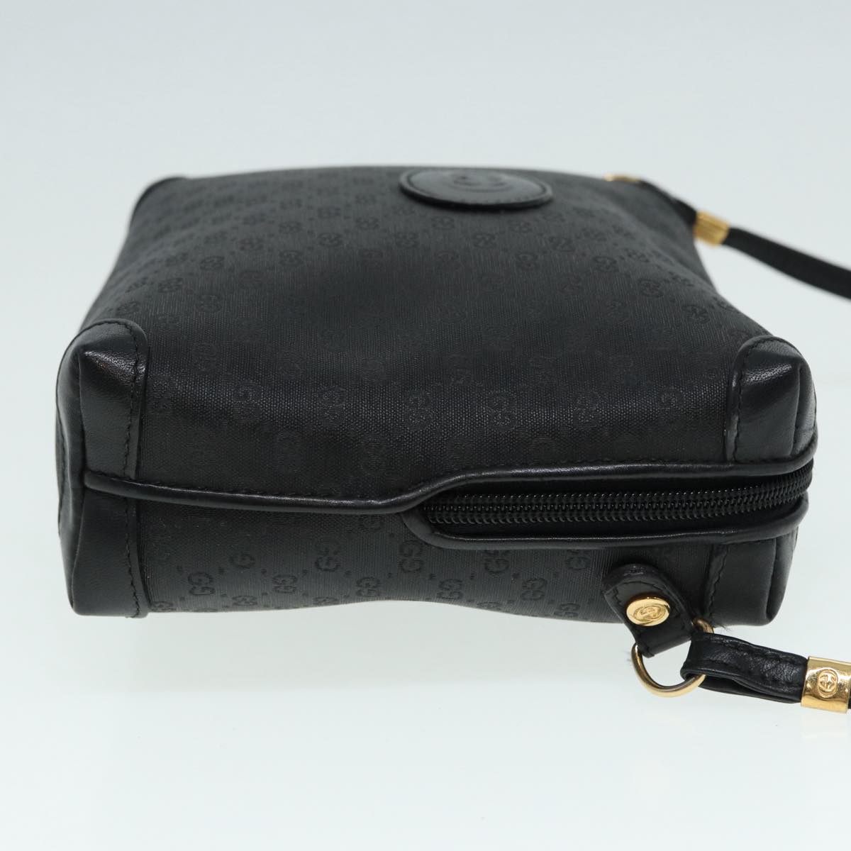 GUCCI Micro GG Canvas Shoulder Bag Black Gold 007 115 0093 Auth 88645