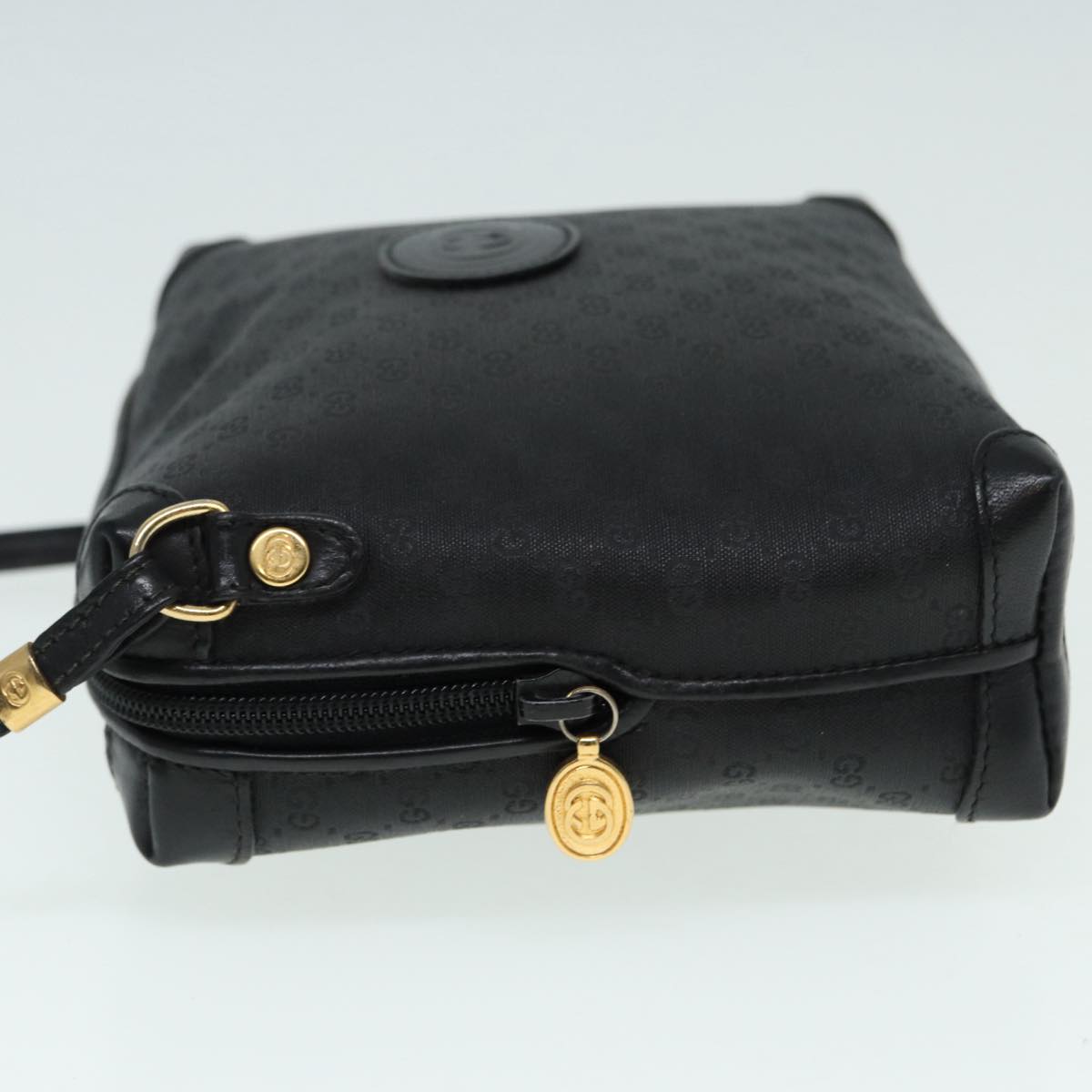GUCCI Micro GG Canvas Shoulder Bag Black Gold 007 115 0093 Auth 88645