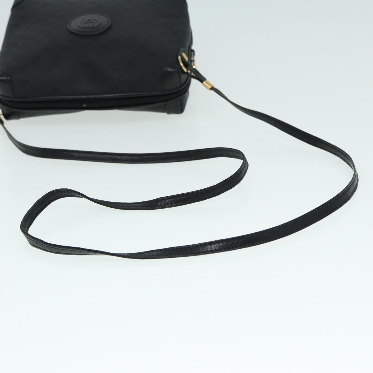 GUCCI Micro GG Canvas Shoulder Bag Black Gold 007 115 0093 Auth 88645