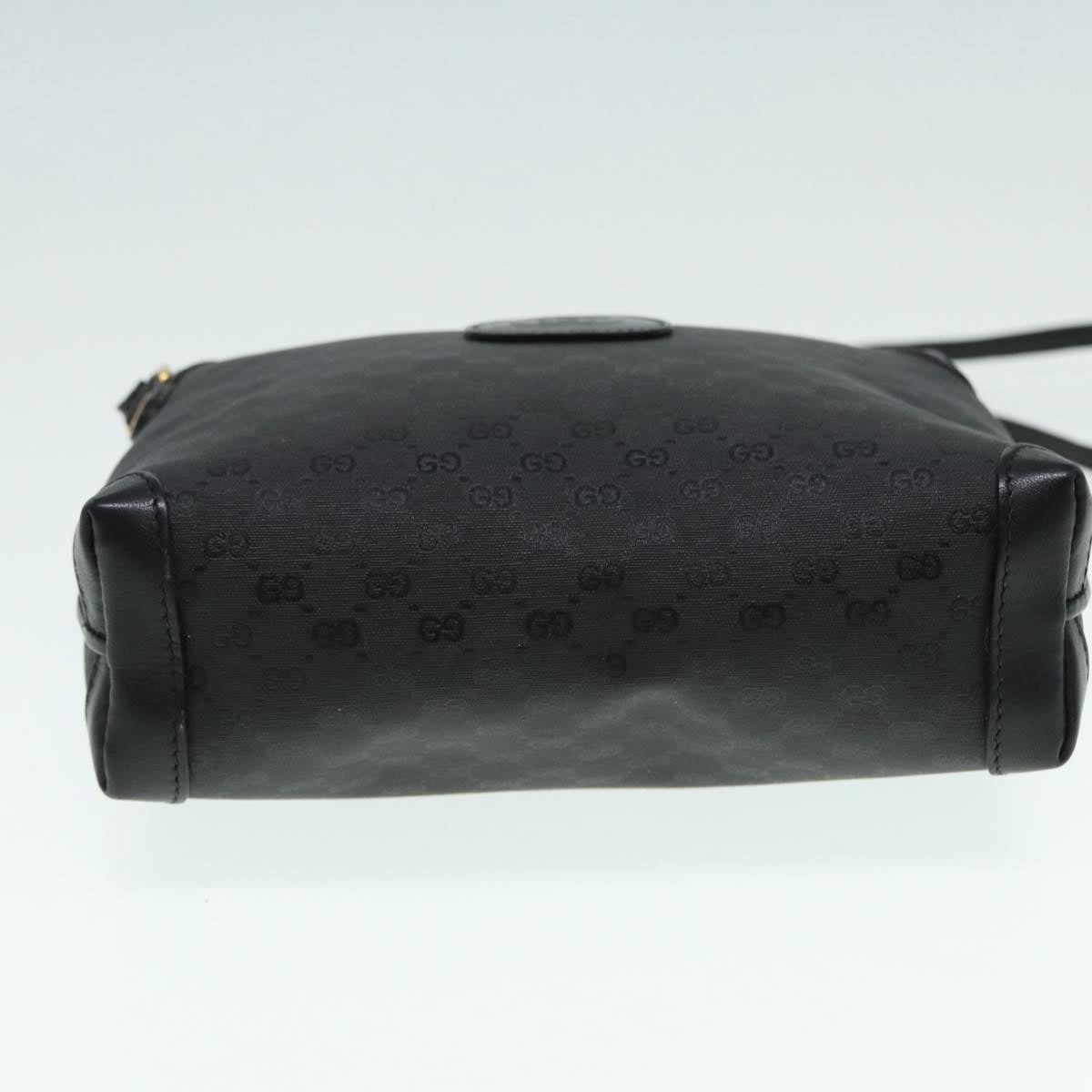 GUCCI Micro GG Canvas Shoulder Bag Black Gold 007 115 0093 Auth 88645