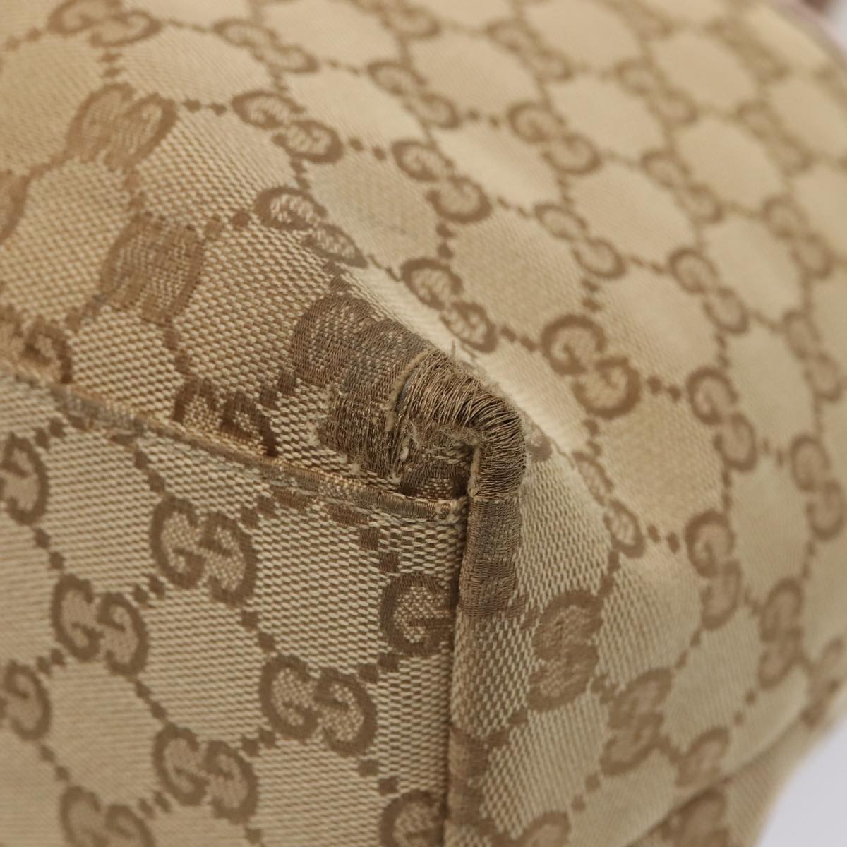 GUCCI GG Canvas Tote Bag Beige Silver 155524 Auth 88661