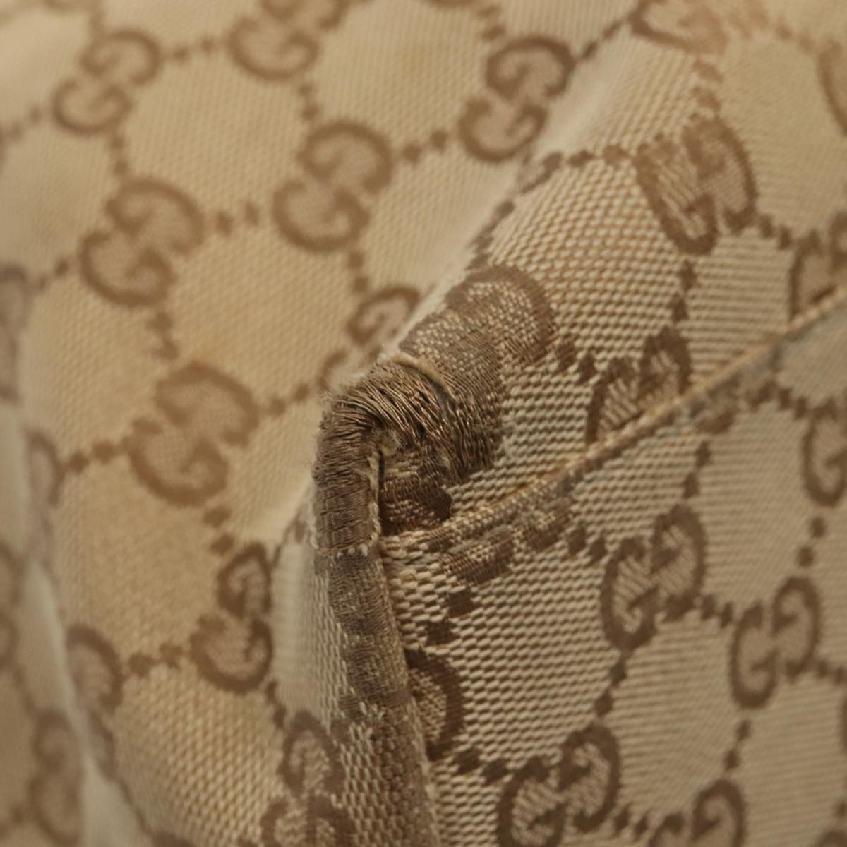 GUCCI GG Canvas Tote Bag Beige Silver 155524 Auth 88661