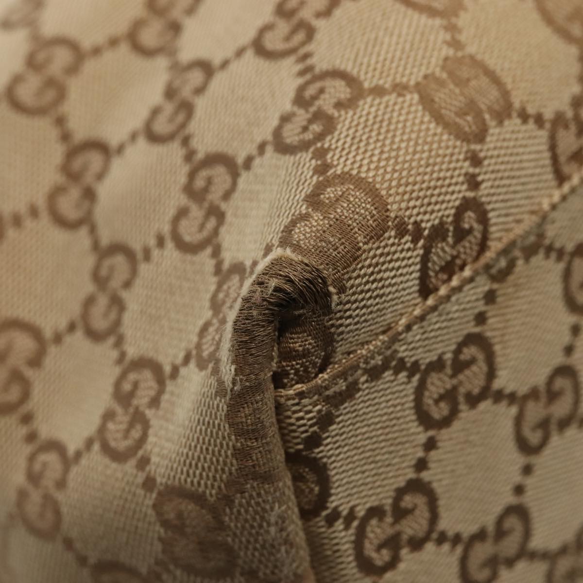 GUCCI GG Canvas Tote Bag Beige Silver 155524 Auth 88661