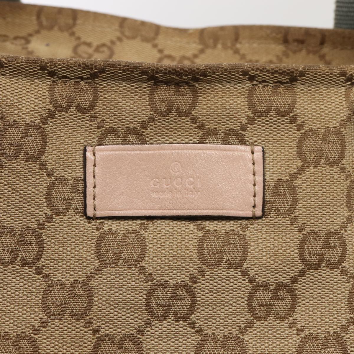 GUCCI GG Canvas Tote Bag Beige Silver 155524 Auth 88661