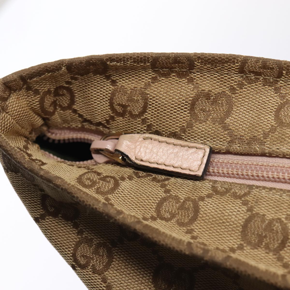 GUCCI GG Canvas Tote Bag Beige Silver 155524 Auth 88661