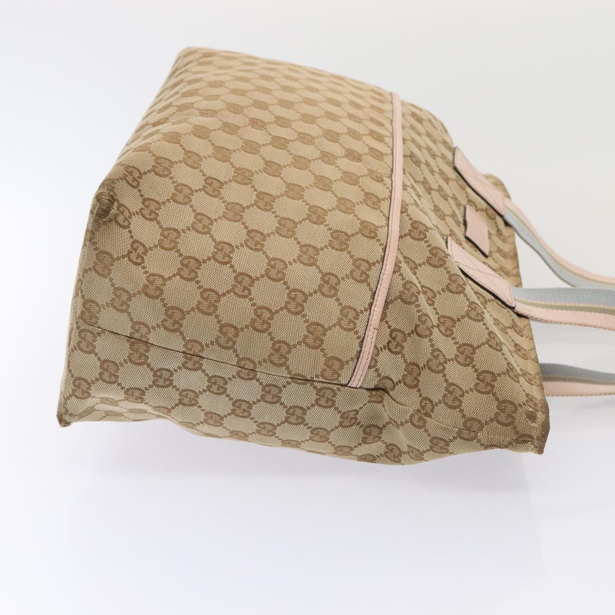 GUCCI GG Canvas Tote Bag Beige Silver 155524 Auth 88661