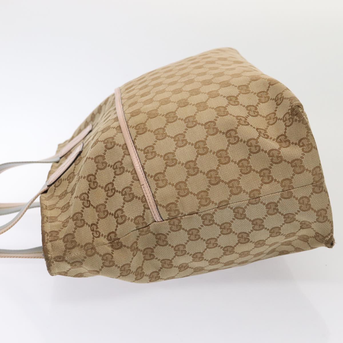 GUCCI GG Canvas Tote Bag Beige Silver 155524 Auth 88661