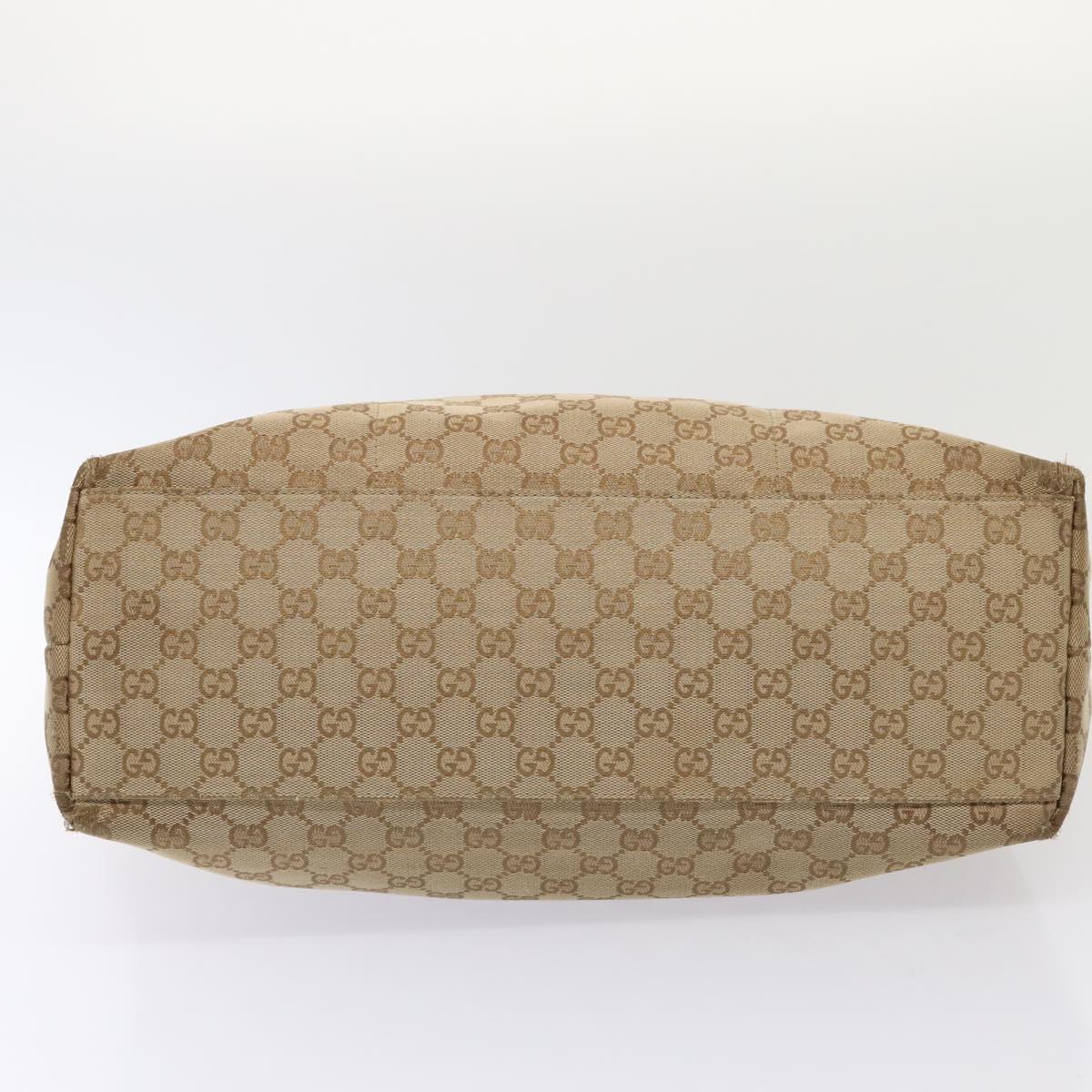 GUCCI GG Canvas Tote Bag Beige Silver 155524 Auth 88661