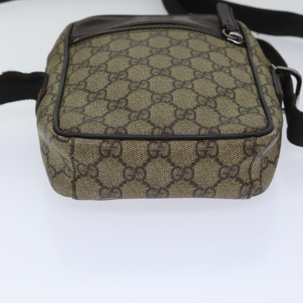 GUCCI GG Supreme Shoulder Bag PVC Leather Beige Silver 101680 Auth 88680