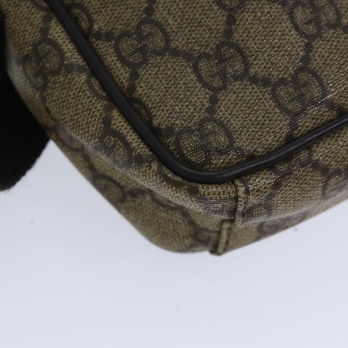 GUCCI GG Supreme Shoulder Bag PVC Leather Beige Silver 101680 Auth 88680