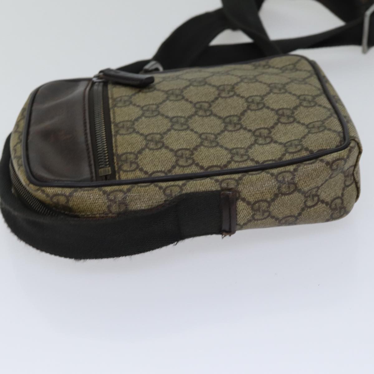 GUCCI GG Supreme Shoulder Bag PVC Leather Beige Silver 101680 Auth 88680