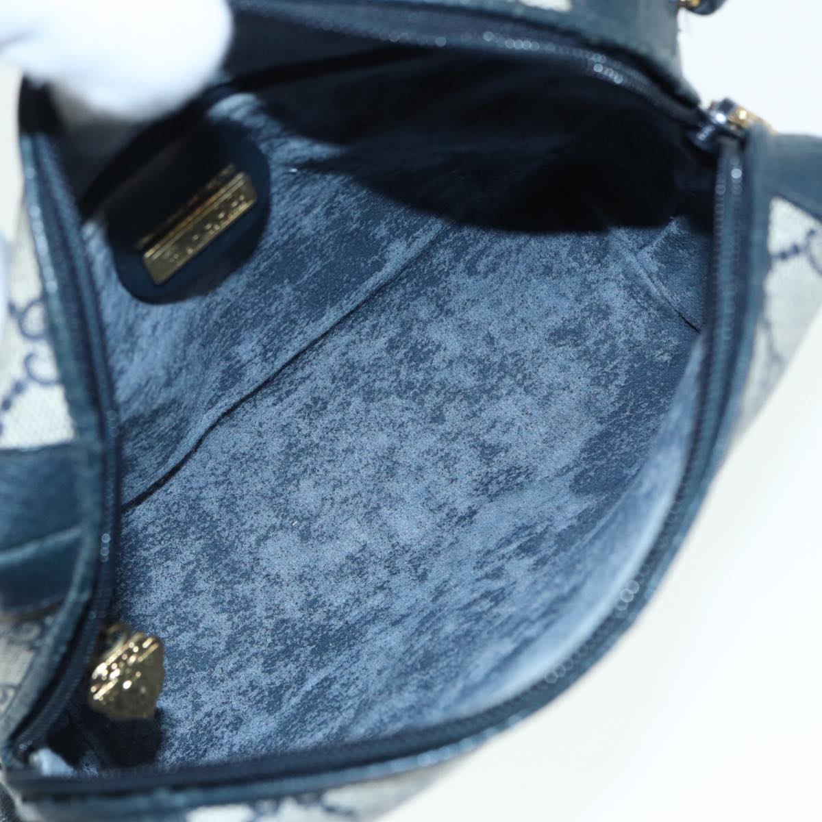 GUCCI GG Supreme Shoulder Bag PVC Leather Navy Gold 007 58 0093 Auth 88691