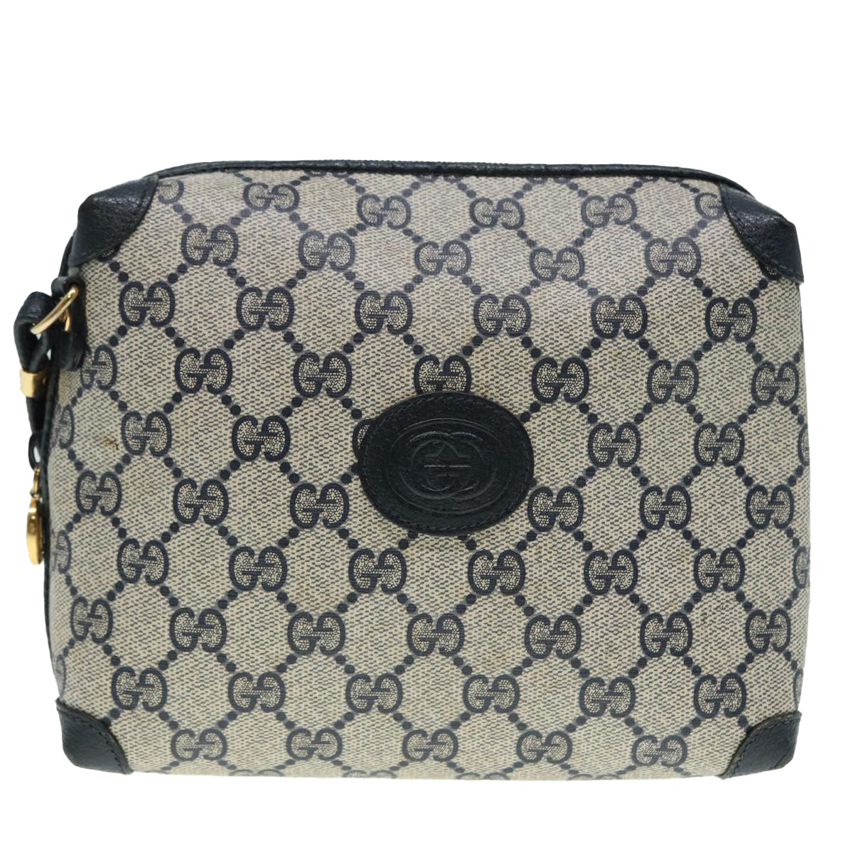 GUCCI GG Supreme Shoulder Bag PVC Leather Navy Gold 007 58 0093 Auth 88691
