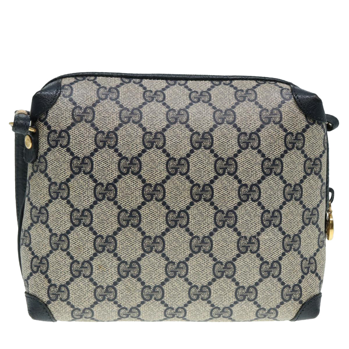 GUCCI GG Supreme Shoulder Bag PVC Leather Navy Gold 007 58 0093 Auth 88691