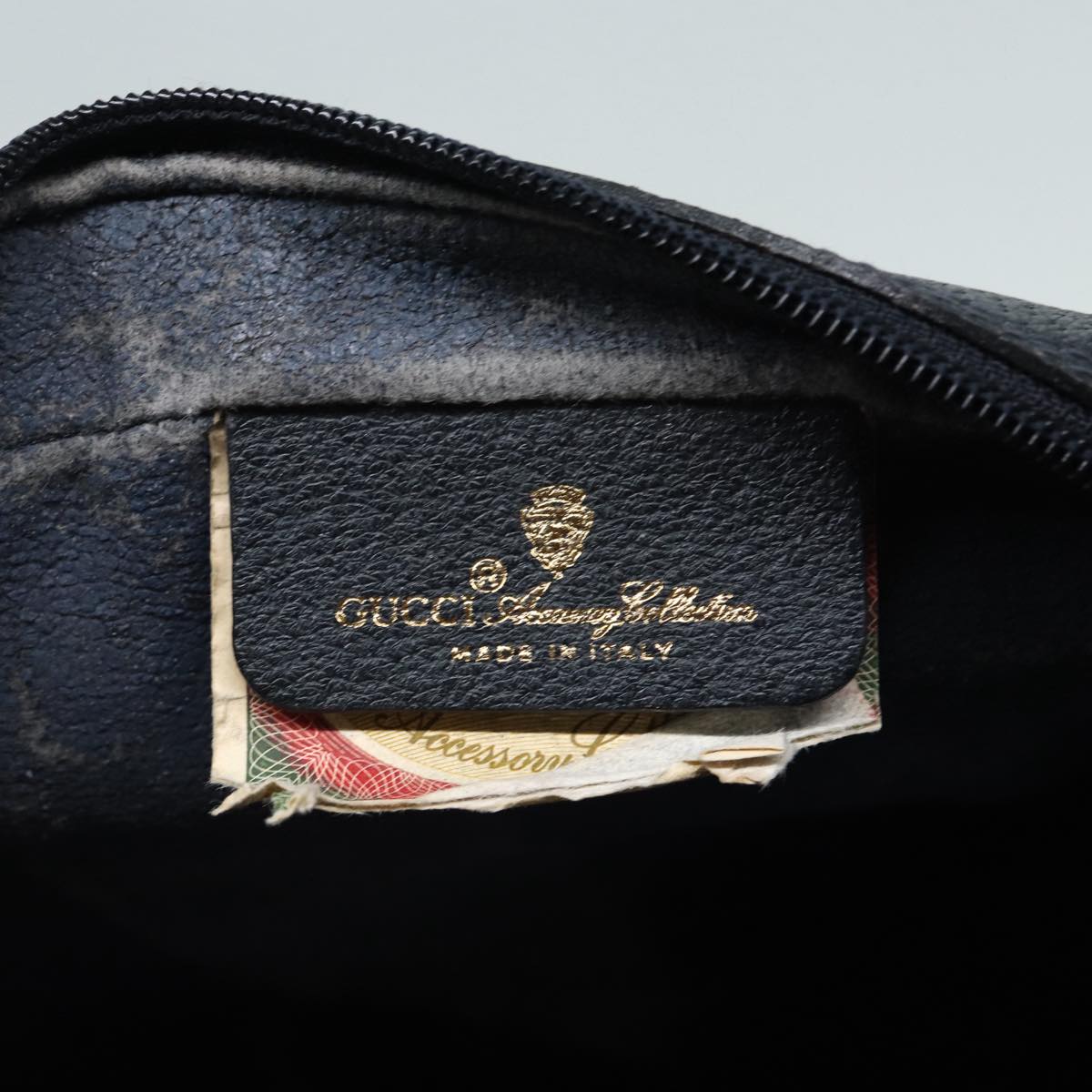 GUCCI GG Supreme Sherry Line Shoulder Bag PVC Navy Gold Red 98 02 004 Auth 88732