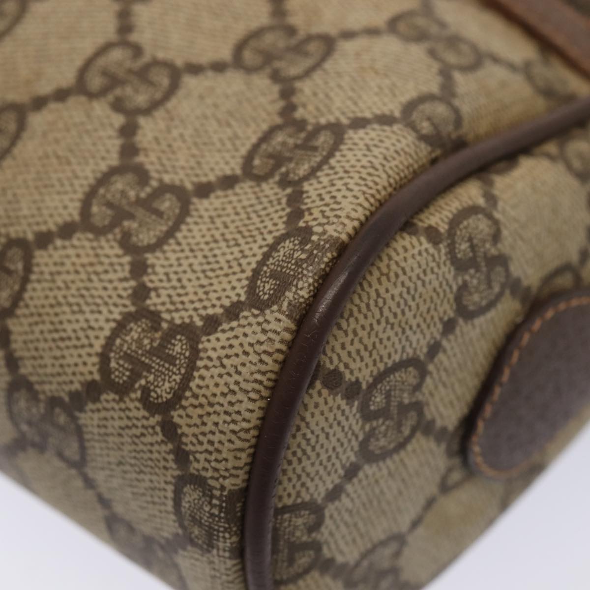 GUCCI GG Supreme Web Sherry Line Shoulder Bag PVC Beige Gold Auth 88744